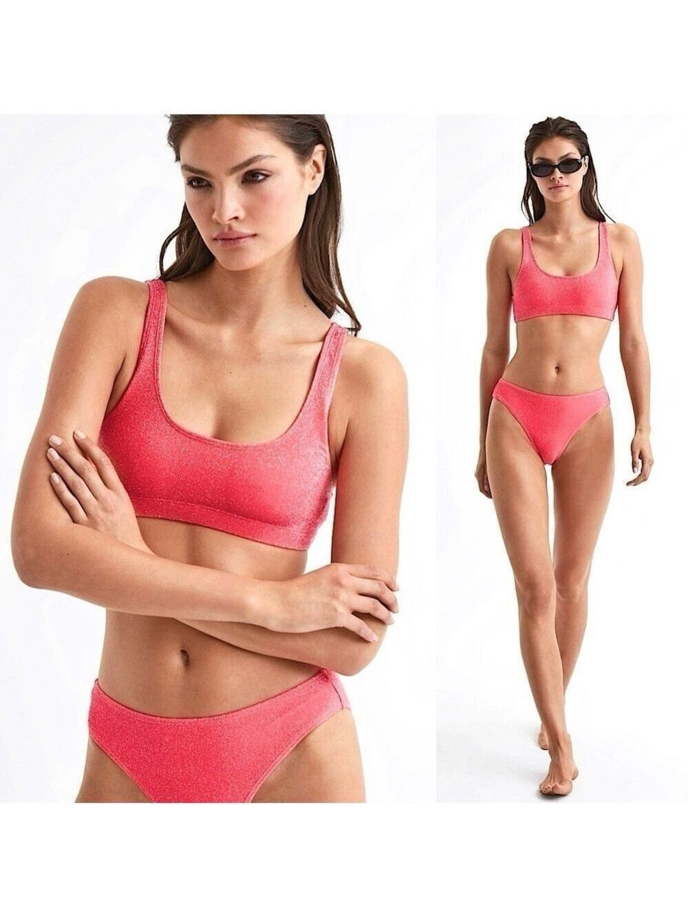 Good American Sparkle Scoop Bikini Top